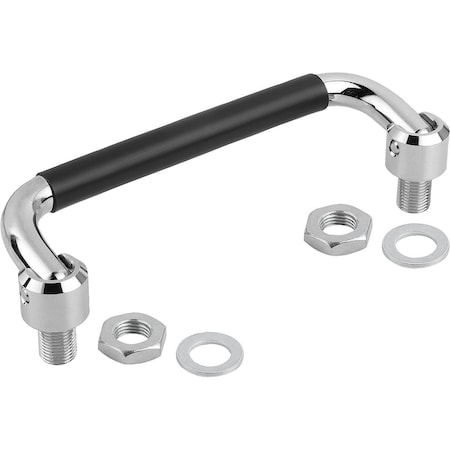 Kipp Pull Handle Fold-Down L=118 Steel, High-Gloss Chromed, With Plastic Cover, A=100, D=M10X1 K0218.1002